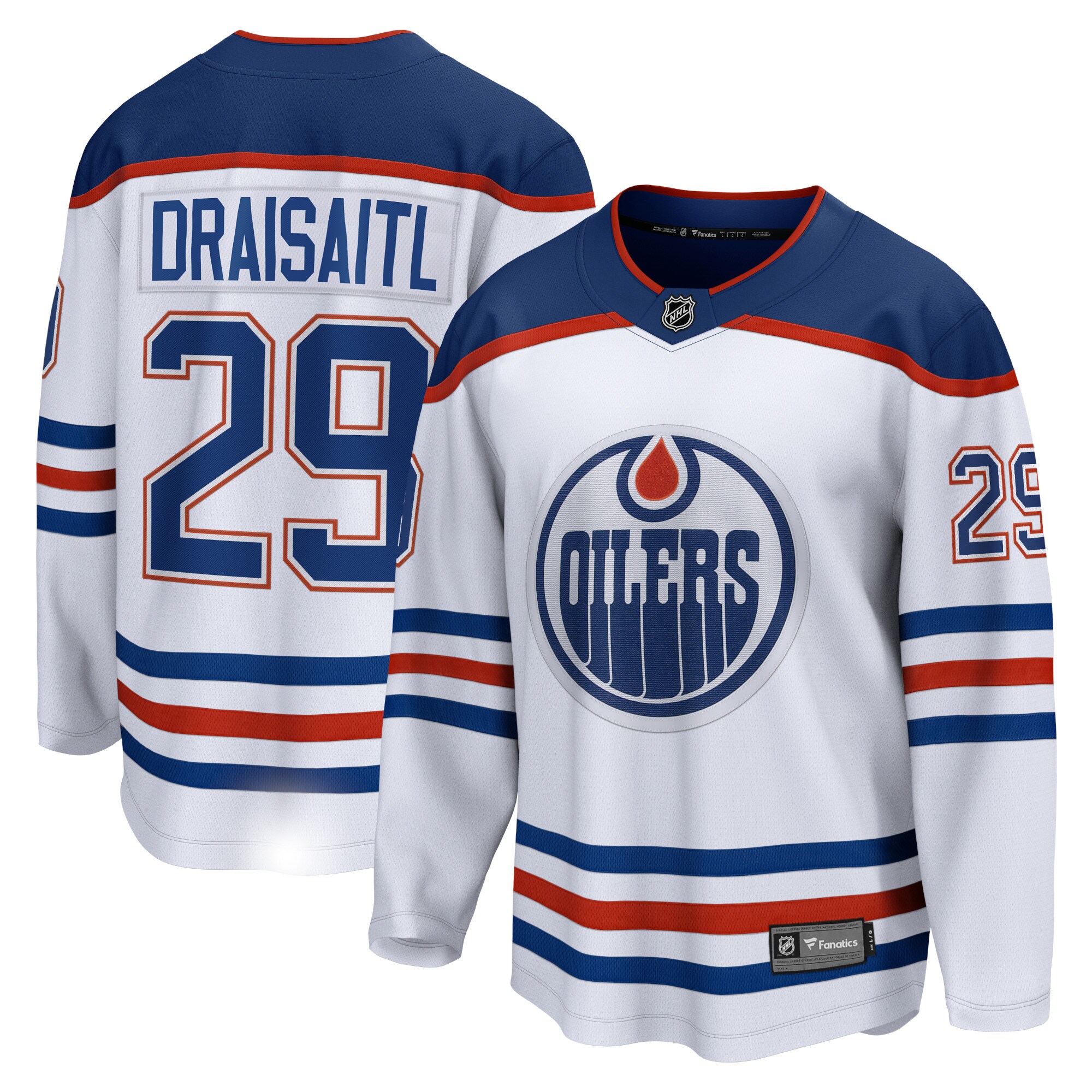 Edmonton Oilers Fanatics Away Breakaway Jersey White Leon Draisaitl 2025/26