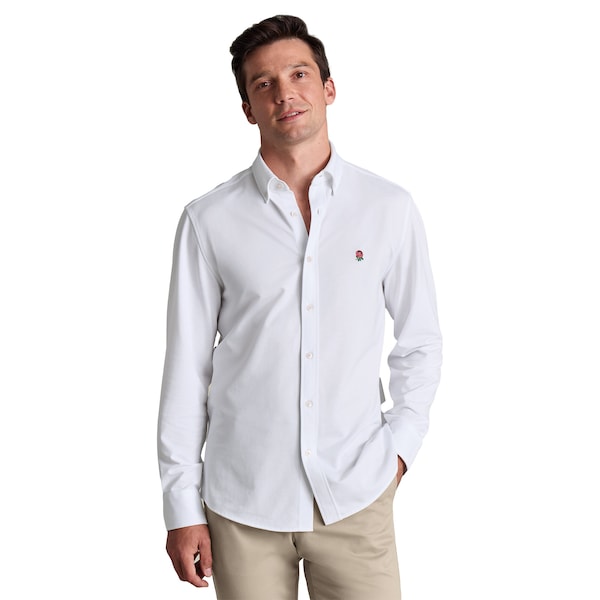 England Rugby Charles Tyrwhitt Jersey Hemd MIT Vier Wege Stretch UND Button Down Kragen Weiß 2026